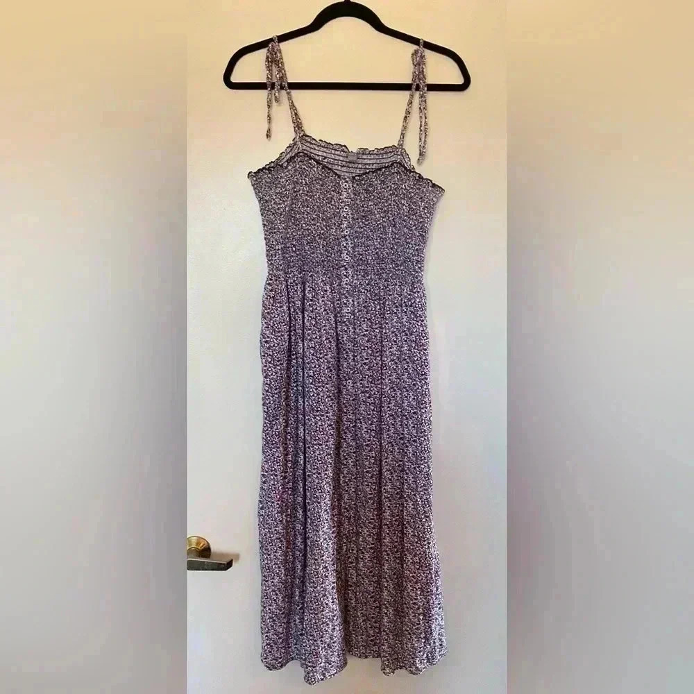 Aerie Button Down Tie Strap Midi Tank Dress in Size Medium